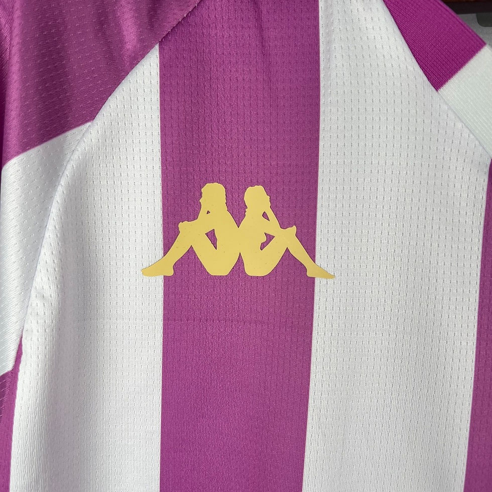 Miniatura: Camisa Real Valladolid I 23/24 - Torcedor Kappa Masculina - Branca com detalhes 