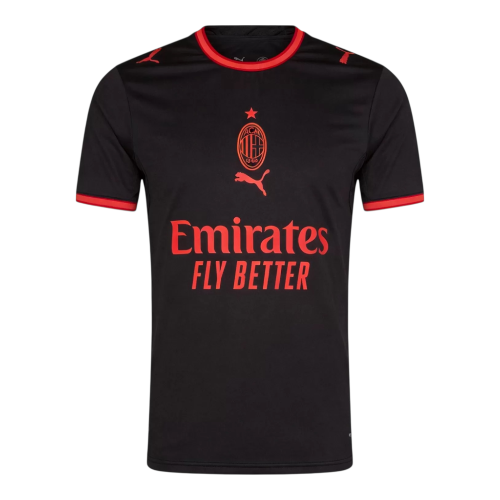 Camisa AC Milan III 26/27 - Torcedor Puma Masculina - Preta com detalhes em verm