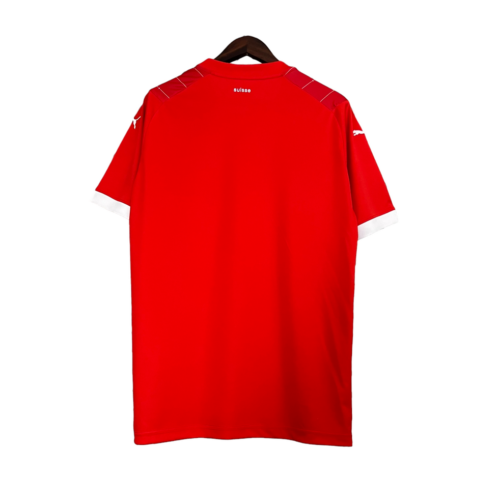 Miniatura: Camisa Seleção Suíça I 23/24 - Torcedor Puma Masculina - Vermelha com detalhes e