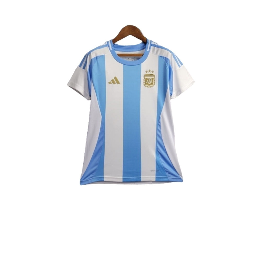 Camisa Seleção da Argentina I 24/25 - Torcedor Adidas Feminina - Branca com list