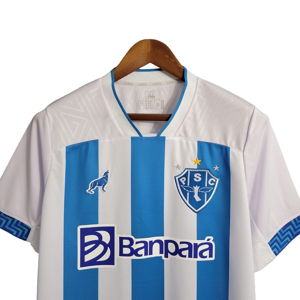 Miniatura: Camisa Paysandu I 23/24 Torcedor Masculina - Branca com listra azul