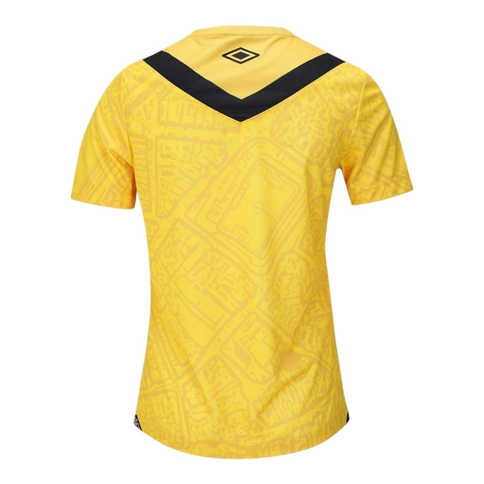 Miniatura: Camisa Santos III 24/25 - Torcedor Umbro Feminina - Amarela com detalhes em pret