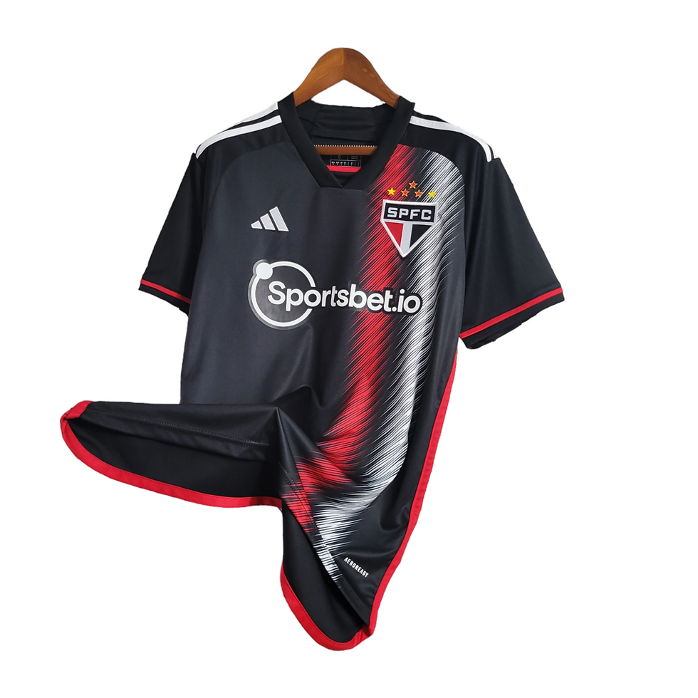 Miniatura: Camisa São Paulo III 23/24 - Torcedor Adidas Masculina - Preta com detalhes em v