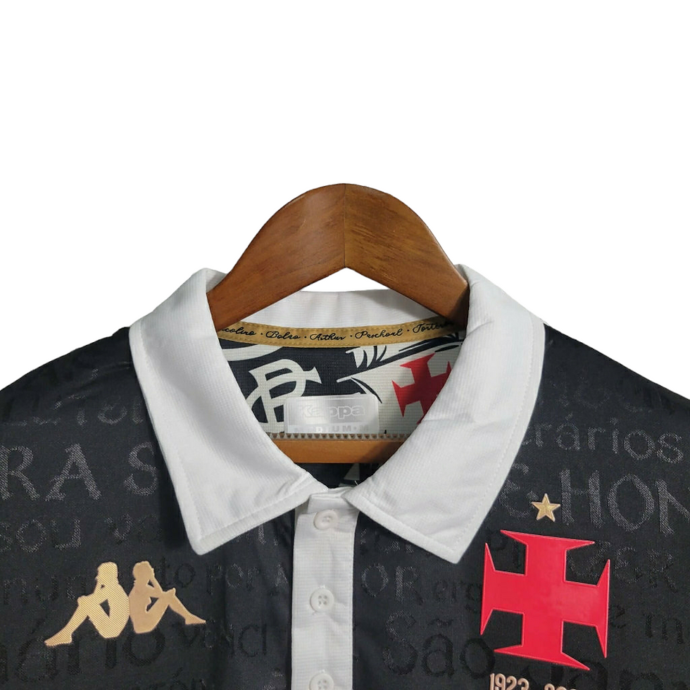 Miniatura: Camisa Vasco da Gama II 23/24 - Torcedor Kappa Feminina - Preta com detalhes em
