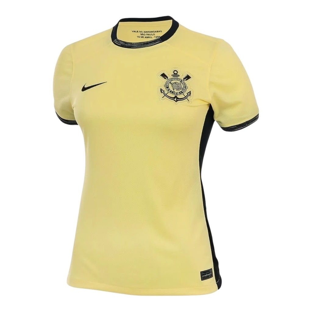 Camisa Corinthians III 23/24 - Torcedor Nike Feminina - Amarela com detalhes em