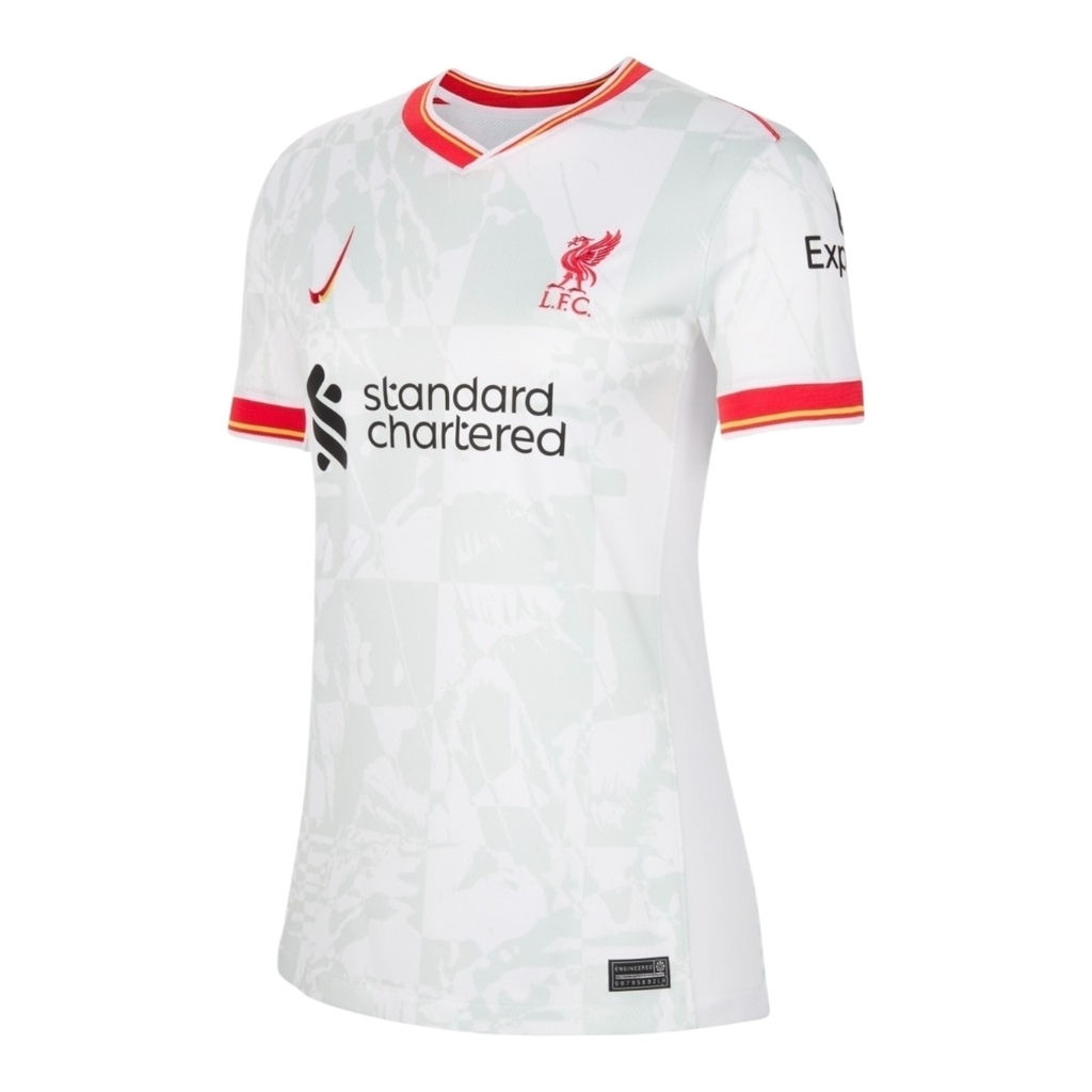 Camisa Liverpool III 24/25 - Torcedor Nike Feminina - Branca com detalhes em ver