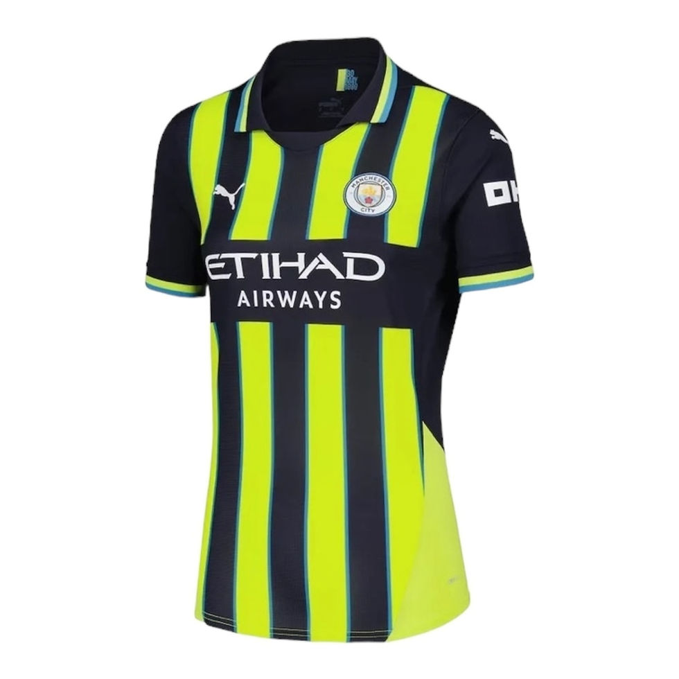 Miniatura: Camisa Manchester City II 24/25 - Torcedor Puma Feminina - Azul e amarela