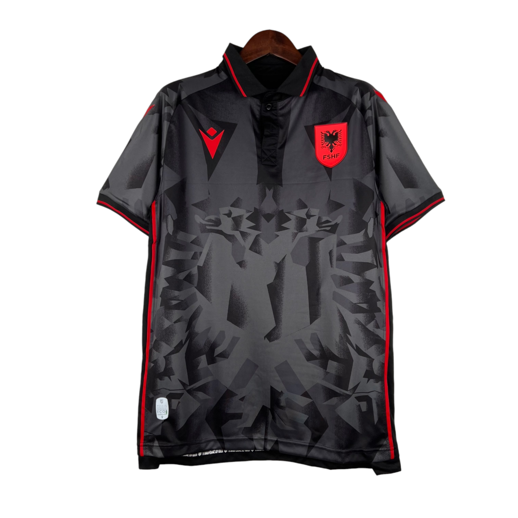 Camisa Seleção Albânia III II 23/24 - Torcedor Macron Masculina - Cinza com deta