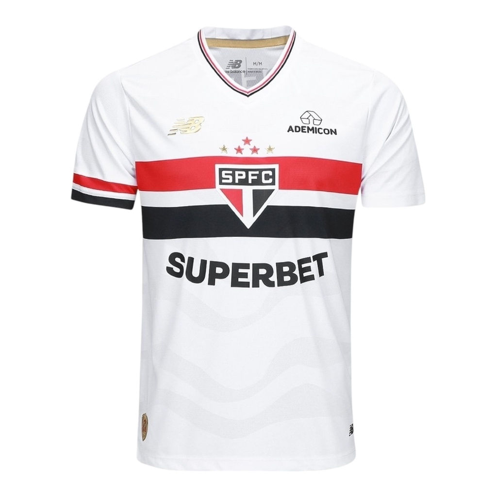 Camisa São Paulo I 25/26 - Torcedor New Balance Masculina - Branca com detalhes