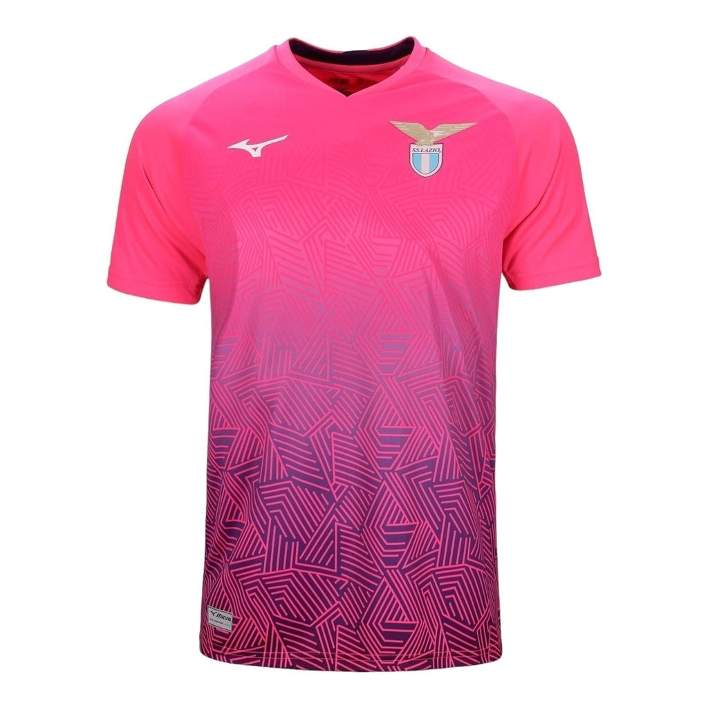 Camisa Lazio Goleiro II 24/25 - Torcedor Mizuno Masculina - Rosa com detalhes em