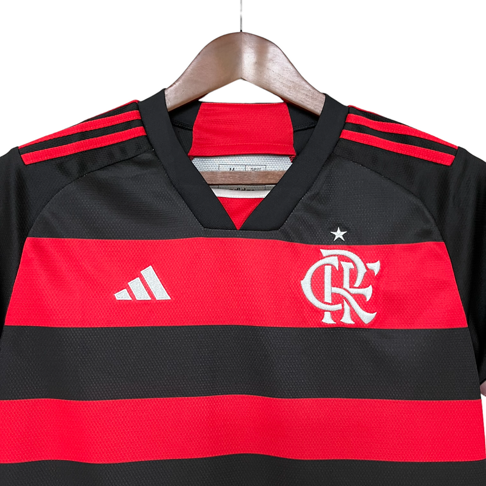 Miniatura: Camisa Flamengo I 24/25 - Torcedor Adidas Feminina - Vermelha e preta