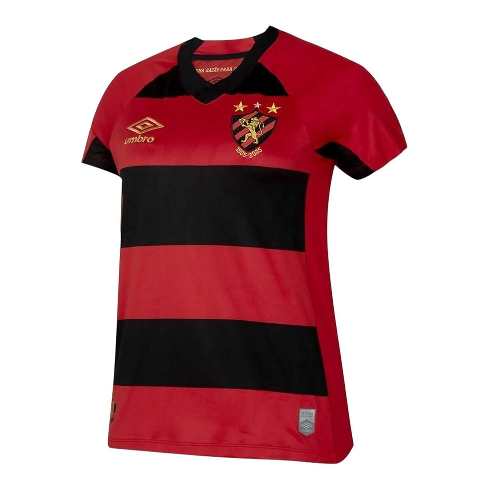 Miniatura: Camisa Sport Recife I 25/26 - Torcedor Umbro Feminina - Vermelha e preta