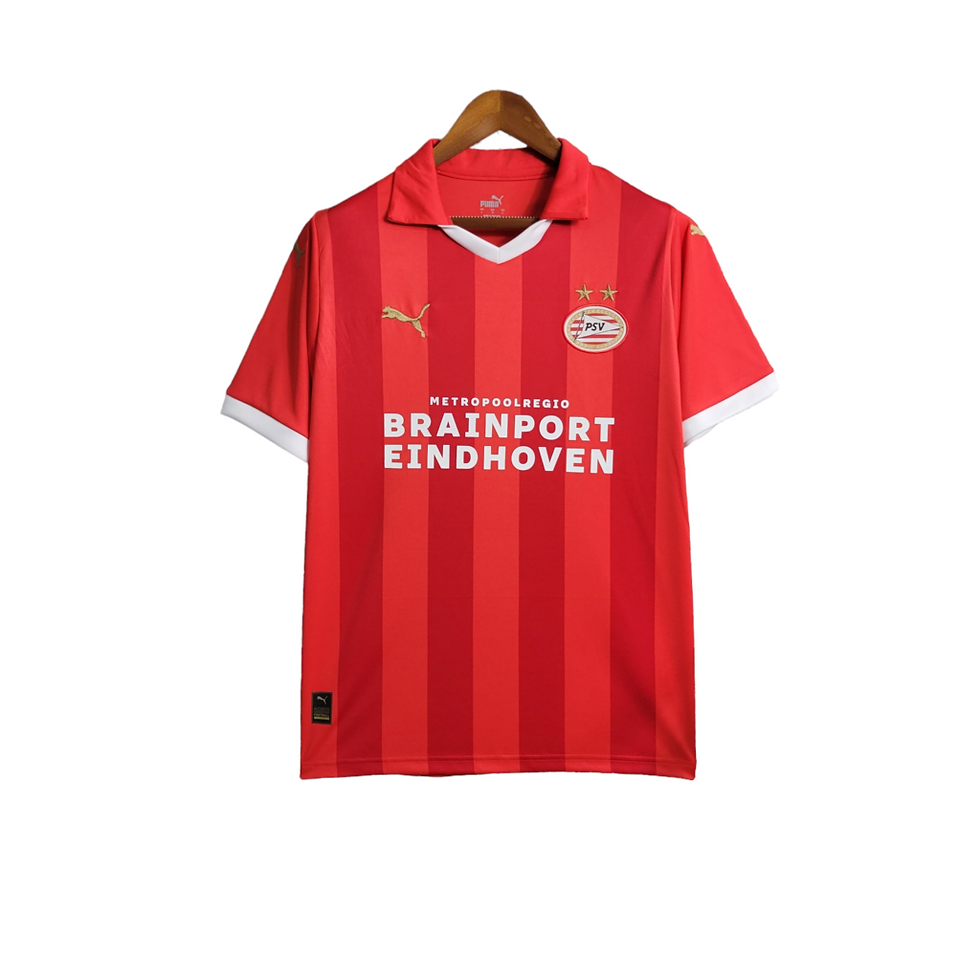 Miniatura: Camisa PSV Eindhoven 23/24 - Torcedor Puma Masculina - Vermelha com detalhes em 
