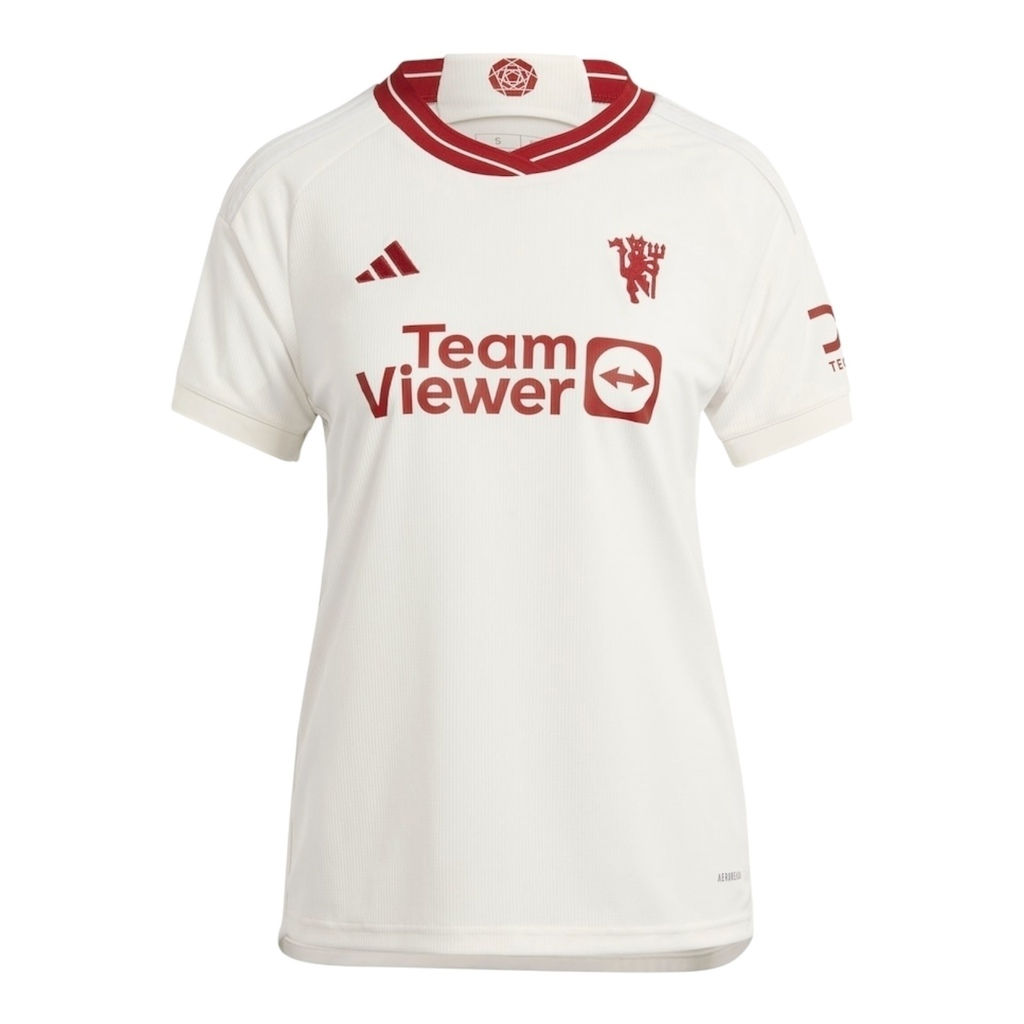 Camisa Manchester United III 23/24 - Torcedor Adidas Feminina - Branca com detal
