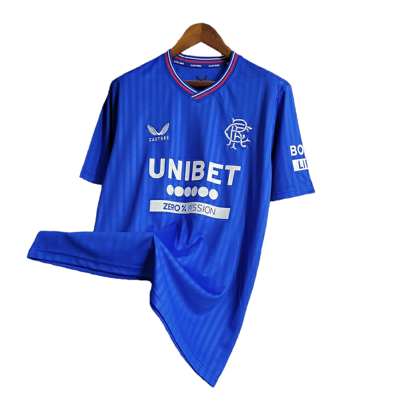 Miniatura: Camisa Rangers I 23/24 - Torcedor Castore Masculina - Azul com detalhes em branc