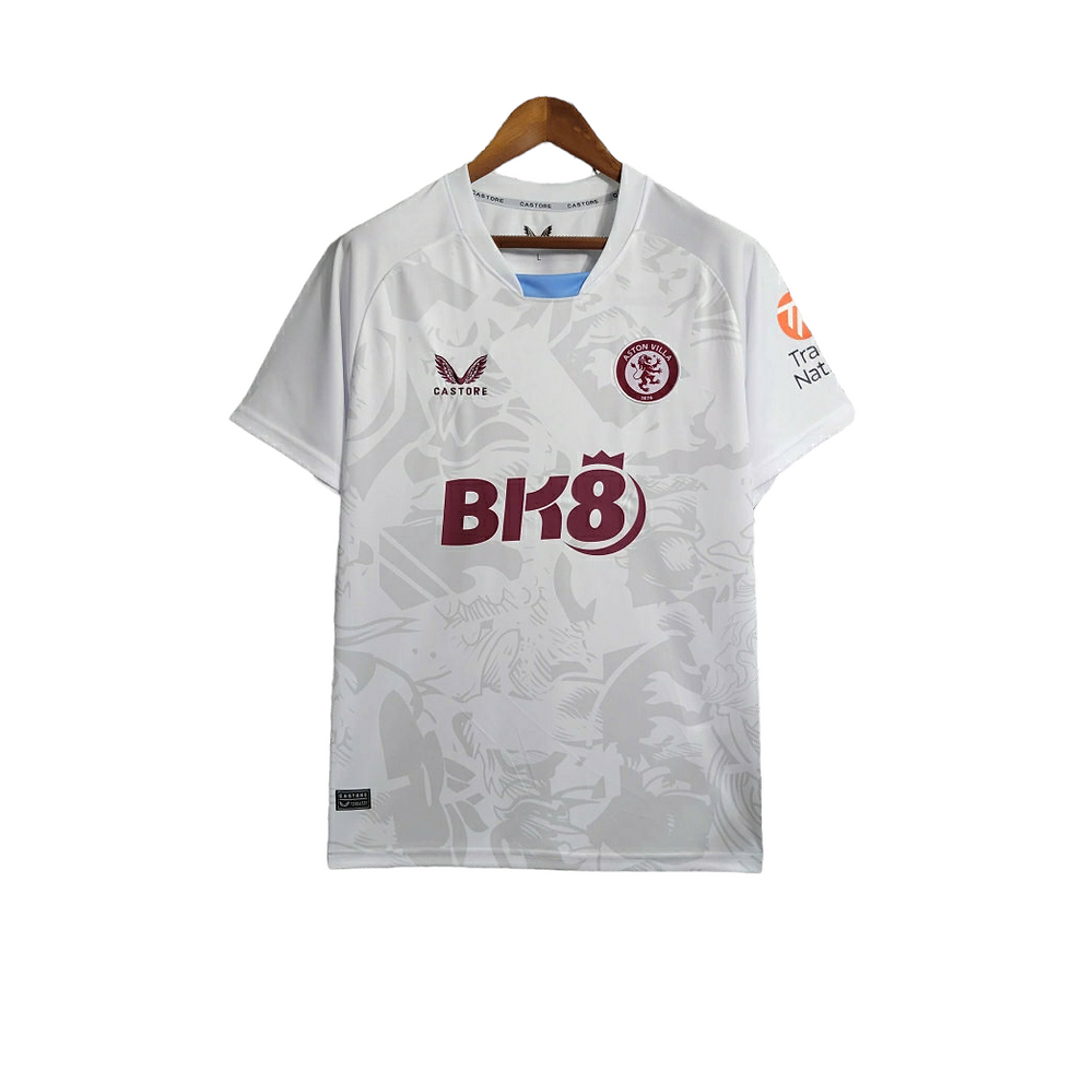 Miniatura: Camisa Aston Villa II 23/24 - Torcedor Castore Masculina - Branca com detalhes e