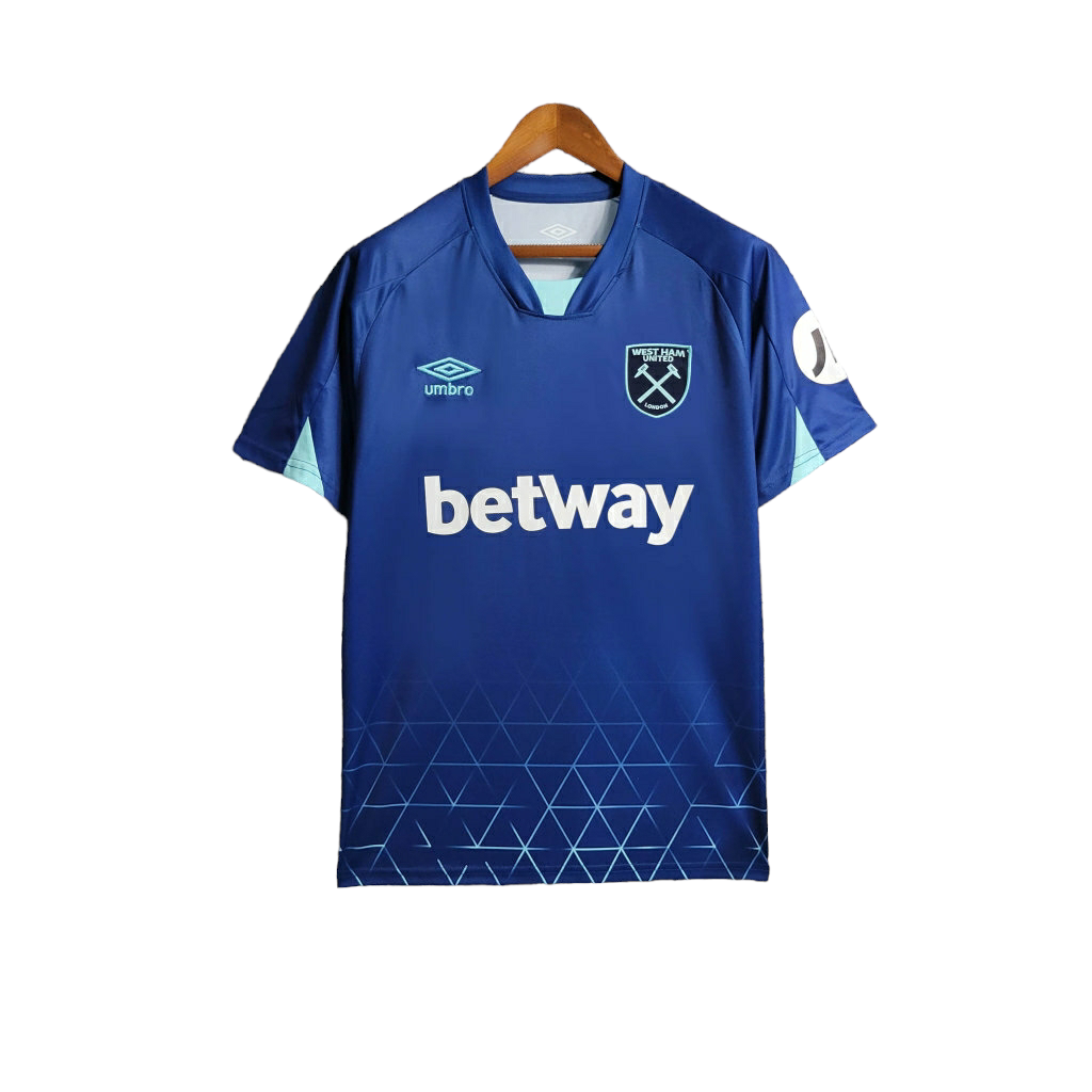 Camisa West Ham III 23/24 - Torcedor Umbro Masculina - Azul com detalhes em Verd