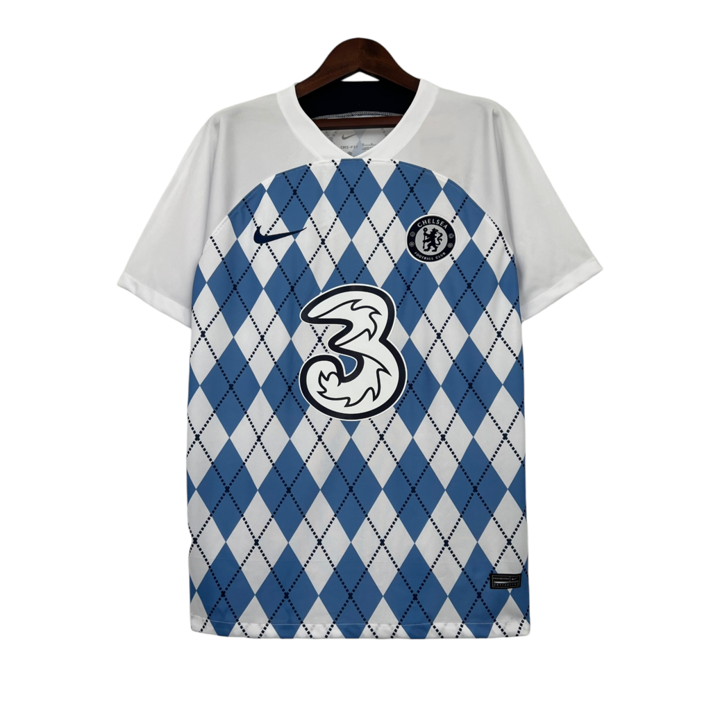 Camisa Chelsea Treino 23/24 - Torcedor Nike Masculina - Branca com detalhes em a