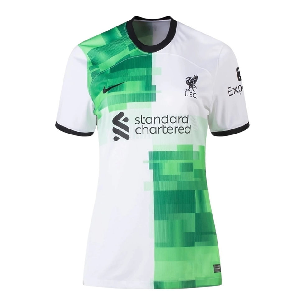 Miniatura: Camisa Liverpool II 23/24 - Torcedor Nike Feminina - Branca com detalhes em verd