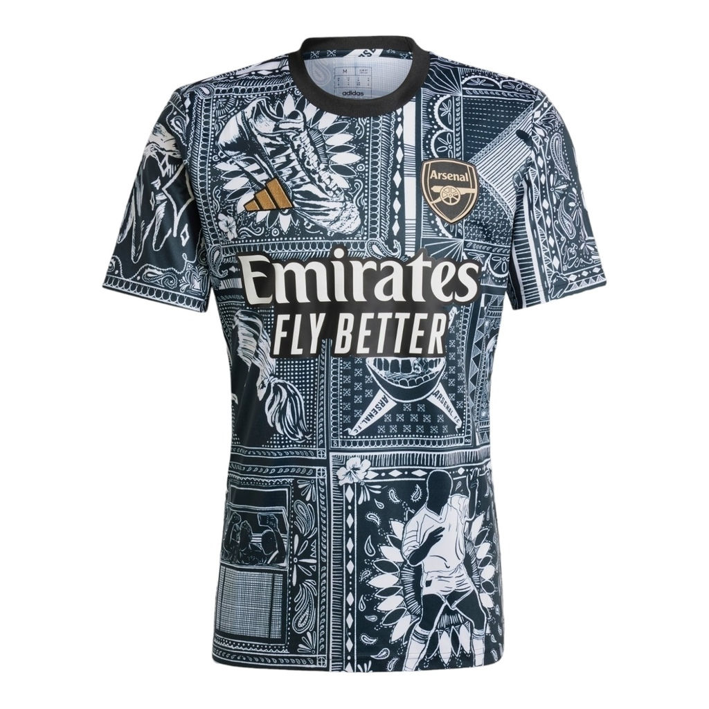 Camisa Arsenal Pré-jogo II 23/24 - Torcedor Adidas Masculina - Azul com detalhes