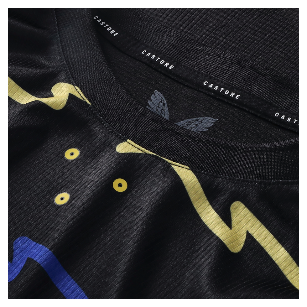 Miniatura: Camisa Everton III 25/26 - Torcedor Castore Feminina - Preta com detalhes em azu