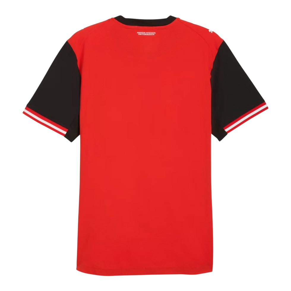 Miniatura: Camisa Seleção Áustria I 26/27 - Torcedor Puma Feminina - Vermelha e preta