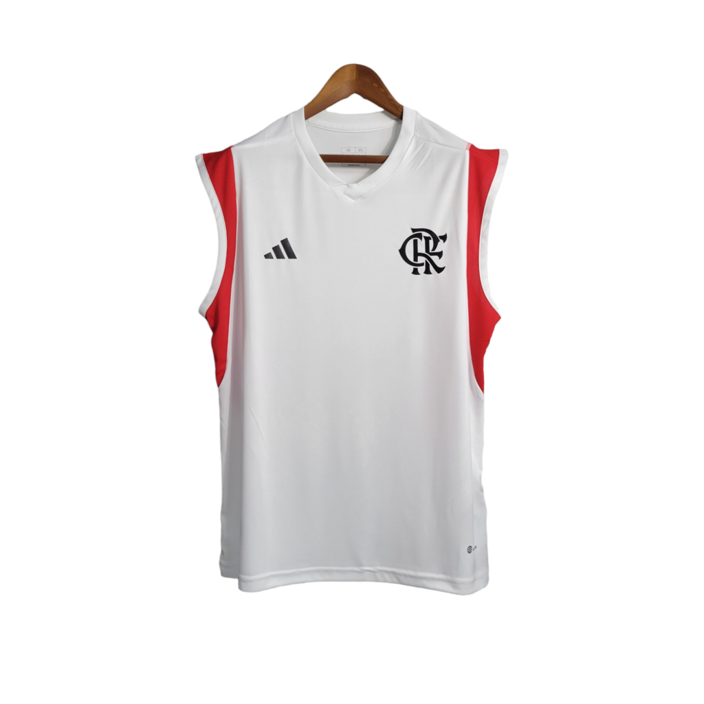 Camisa Regata Flamengo Treino II 23/24 Torcedor Masculina - Branco com detalhes