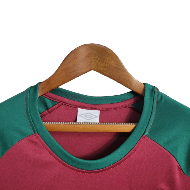 Miniatura: Camisa Fluminense Treino I 23/24 - Torcedor Umbro Feminina - Tricolor com detalh