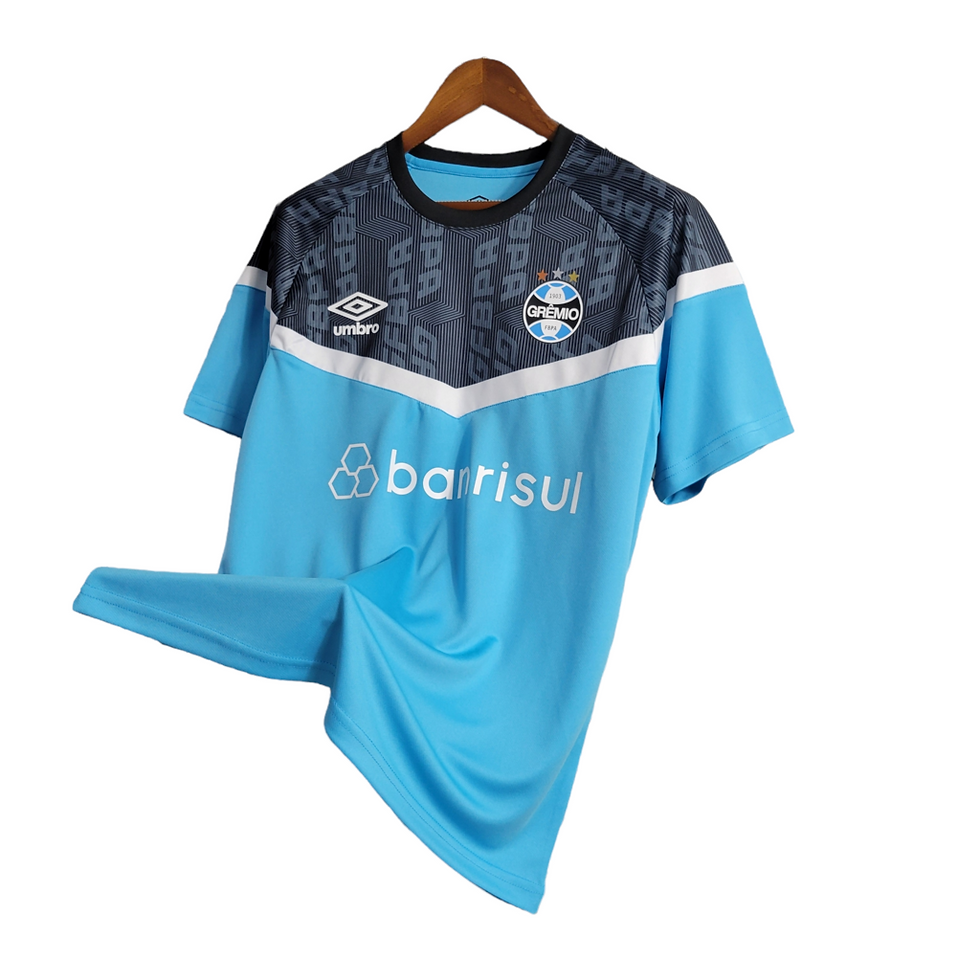 Miniatura: Camisa Grêmio Treino 23/24 - Torcedor Umbro Masculina - Azul com detalhes em cin
