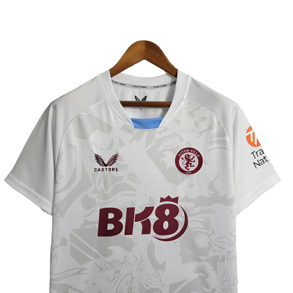 Miniatura: Camisa Aston Villa II 23/24 - Torcedor Castore Masculina - Branca com detalhes e