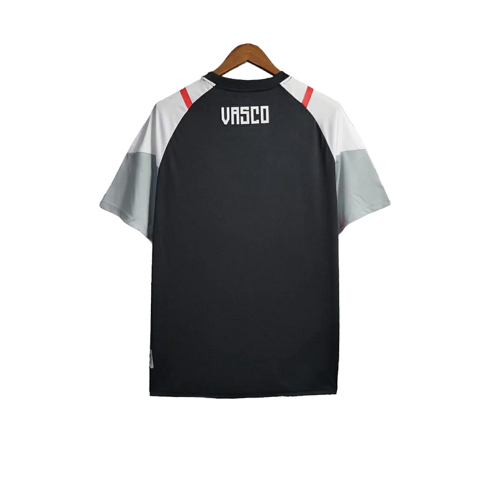 Miniatura: Camiseta Vasco Treino 23/24 - Kappa Torcedor Masculino - Preta com detalhes em c