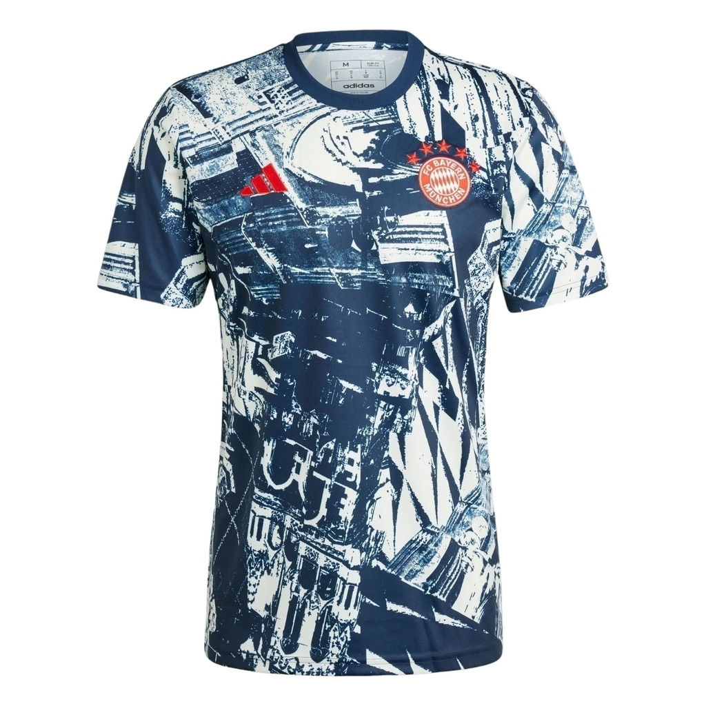 Camisa Bayern de Munique Pré-Jogo 23/24 - Torcedor Adidas Masculina - Azul com d