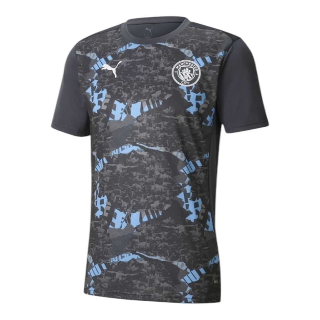 Camisa Manchester City Pré-jogo 25/26 - Torcedor Puma Masculina - Cinza com deta