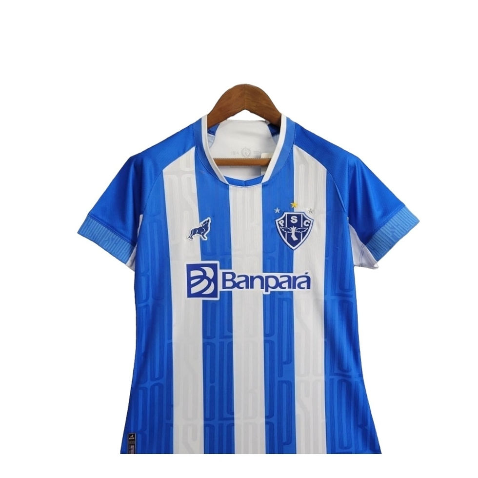 Miniatura: Camisa Paysandu I 24/25 - Torcedor Lobo Feminina - Branca com listra azul