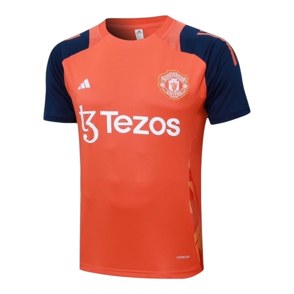 Camisa Manchester United Treino 24/25 - Torcedor Adidas Masculina - Laranja e az