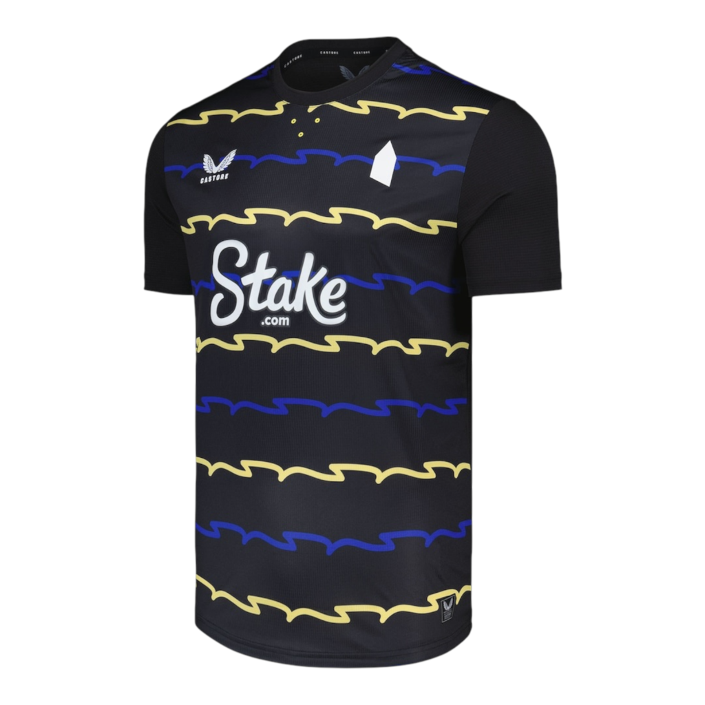 Camisa Everton III 25/26 - Torcedor Castore Masculina - Preta com detalhes em az