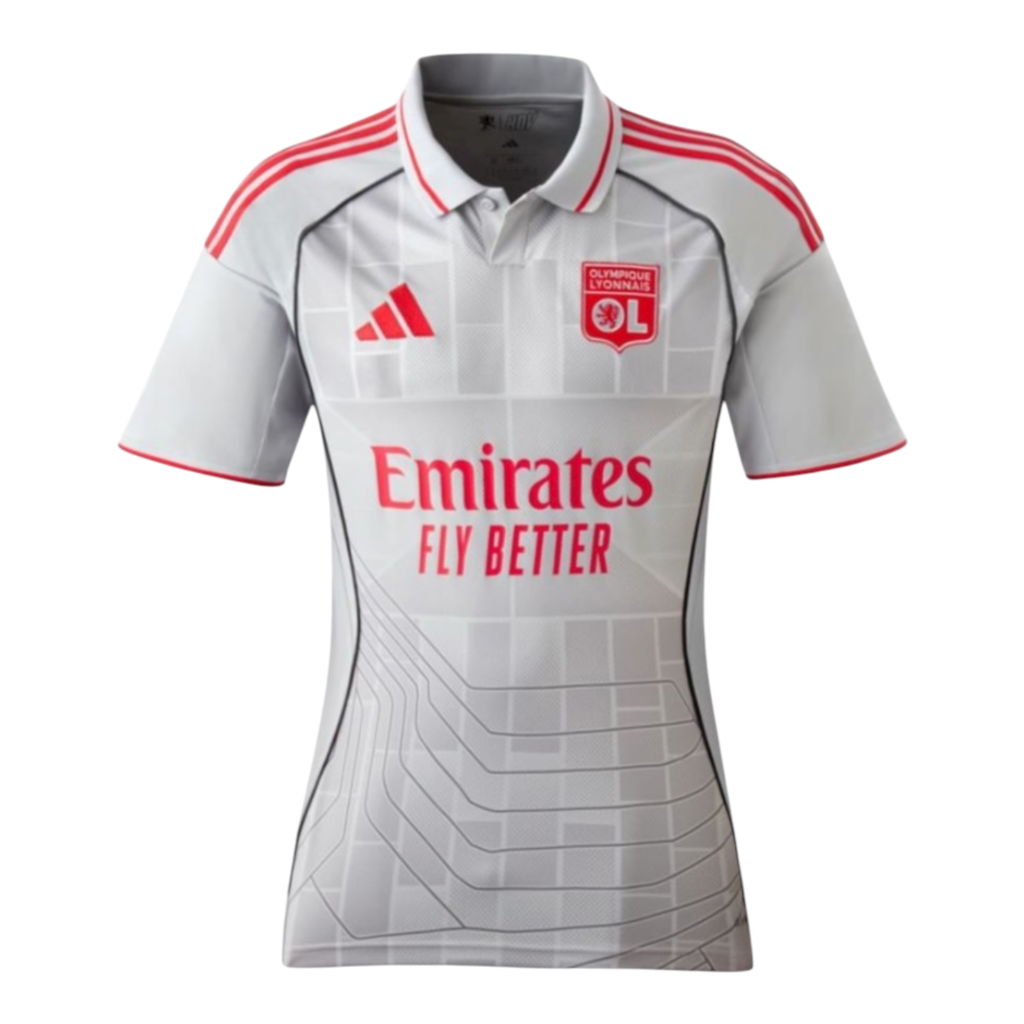 Camisa Lyon III 25/26 - Torcedor Adidas Feminina - Cinza e vermelha