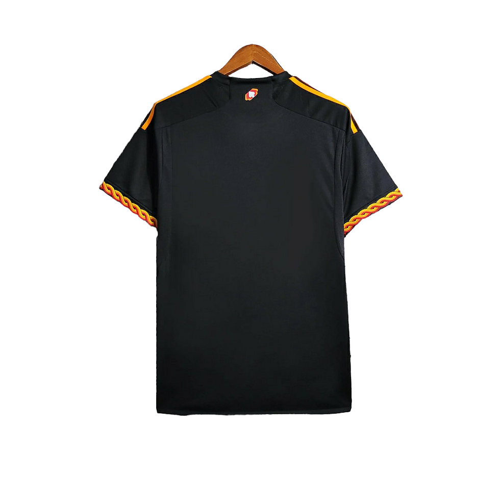 Miniatura: Camisa Roma III 23/24 - Torcedor Adidas Masculina - Preta com detalhes em vermel