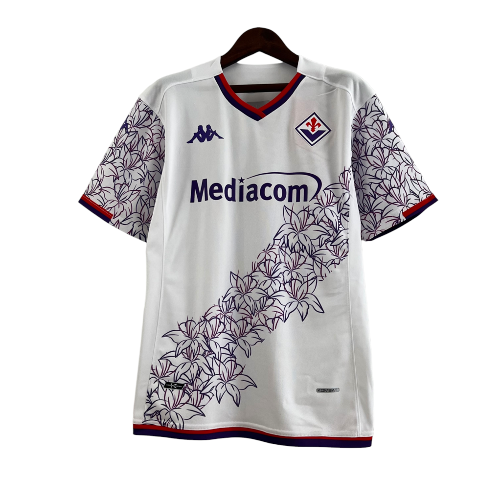 Camisa Fiorentina II 23/24 - Torcedor Kappa Masculina - Branca com detalhes em r