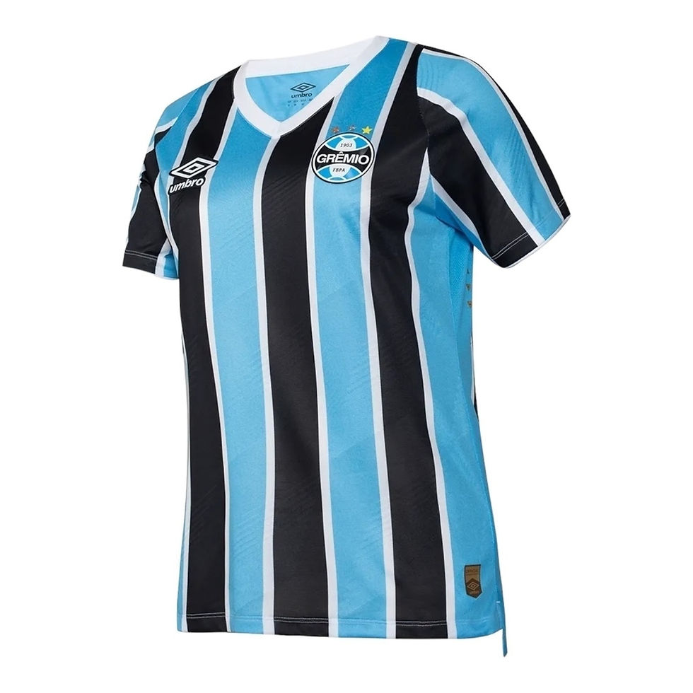 Miniatura: Camisa Grêmio I 24/25 - Torcedor Umbro Feminina - Azul e preta