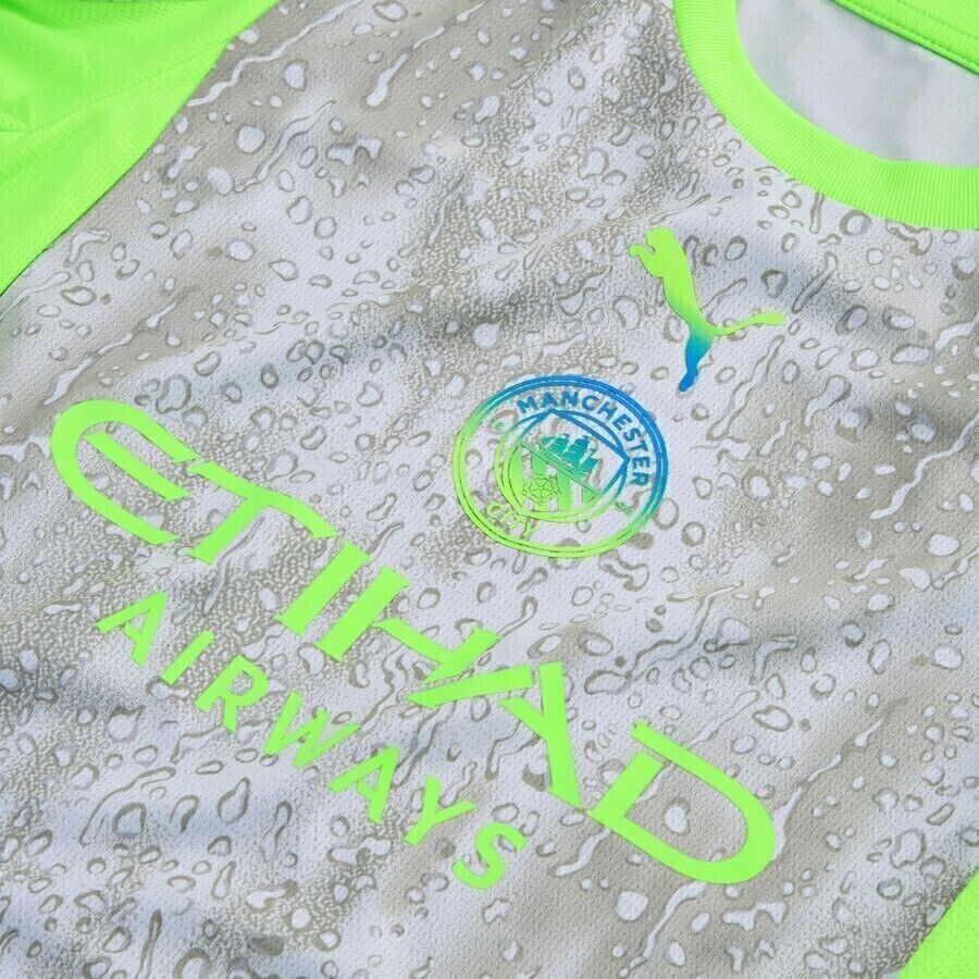 Miniatura: Camisa Manchester City III 25/26 - Torcedor Adidas Feminina - Cinza e verde neon