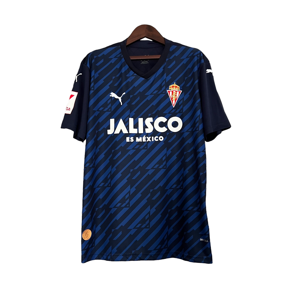 Miniatura: Camisa Sporting de Gijón II 23/24 - Torcedor Puma Masculina - Azul com detalhes