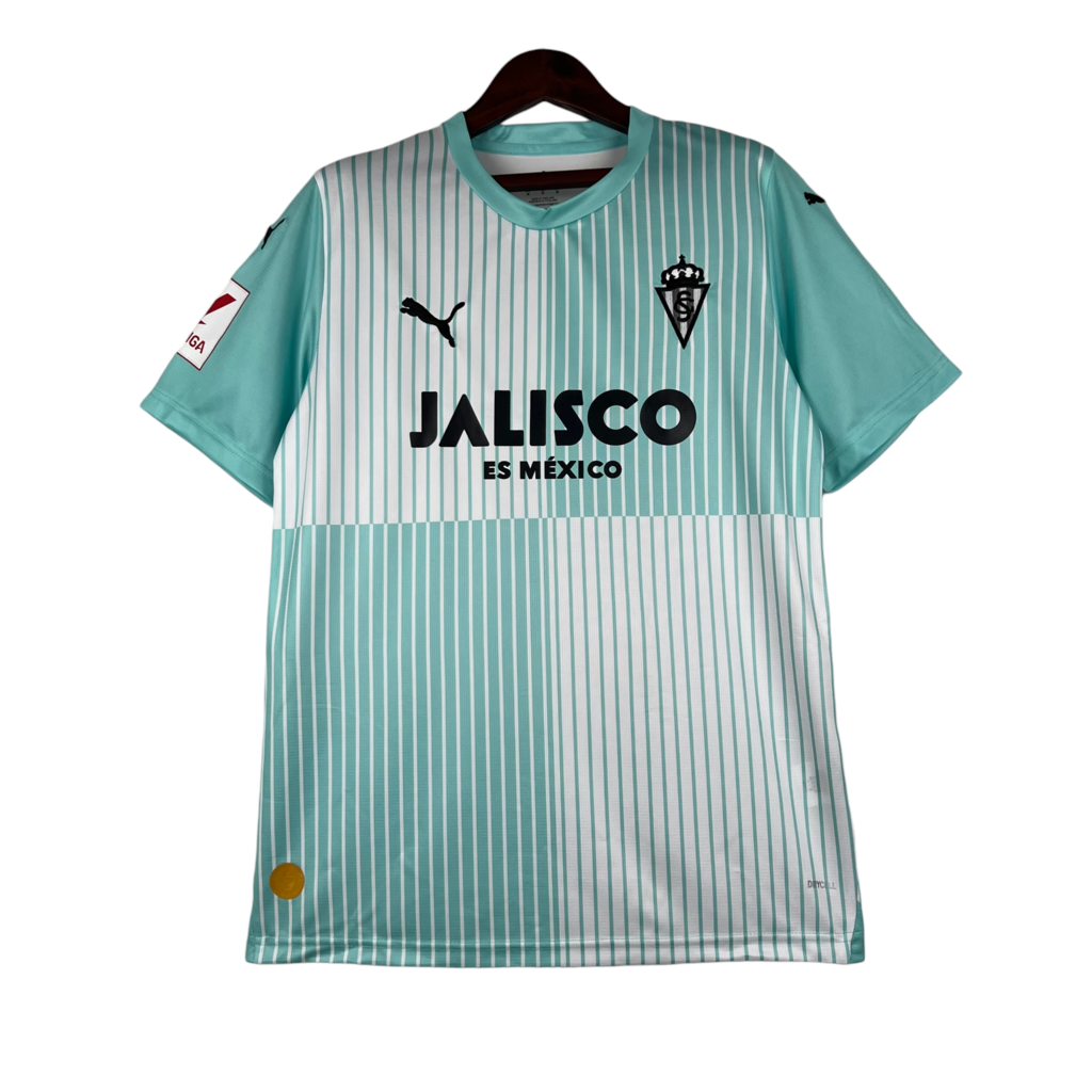 Camisa Sporting Gijon III 23/24 - Torcedor Puma Masculina - Branca e verde com d