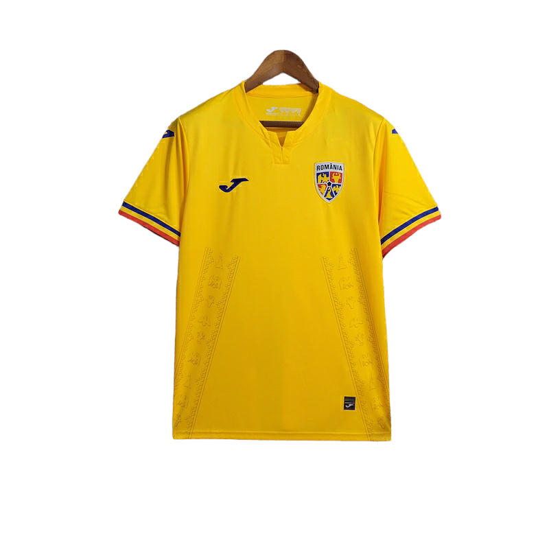 Camisa Seleção Romênia I 23/24 - Torcedor Joma Masculina - Amarela com detalhes 