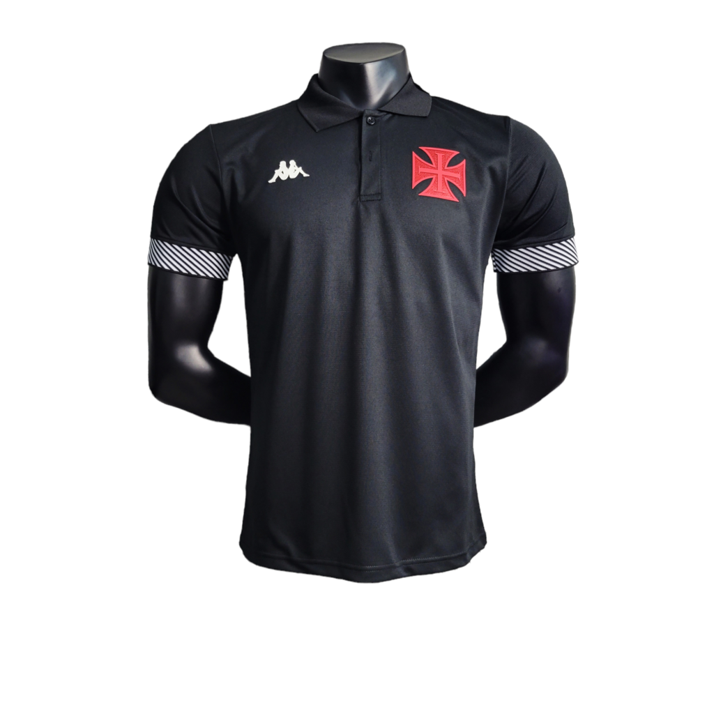 Camisa Vasco da Gama Polo 23/24 Kappa Torcedor Masculino - Preto com detalhes ci