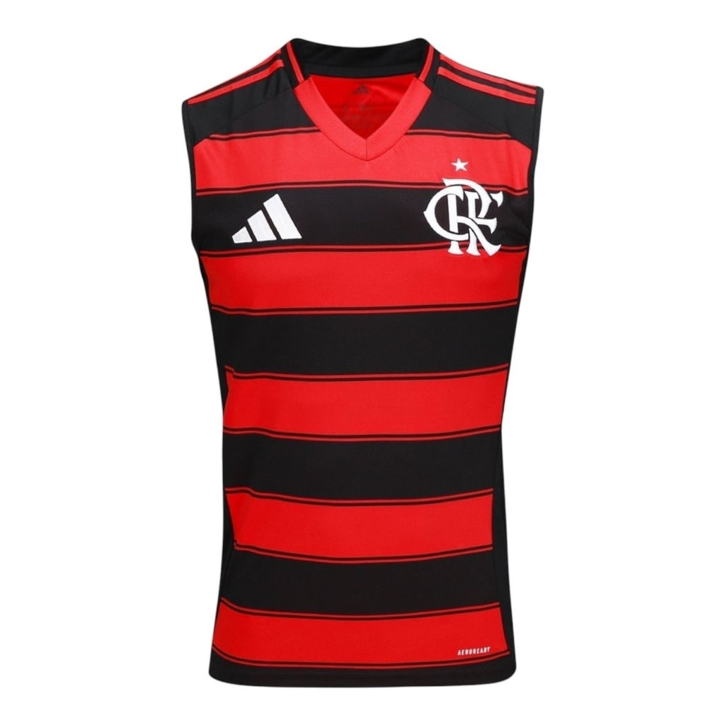 Camisa Regata Flamengo I 25/26 - Torcedor Adidas Masculina - Preta e vermelha