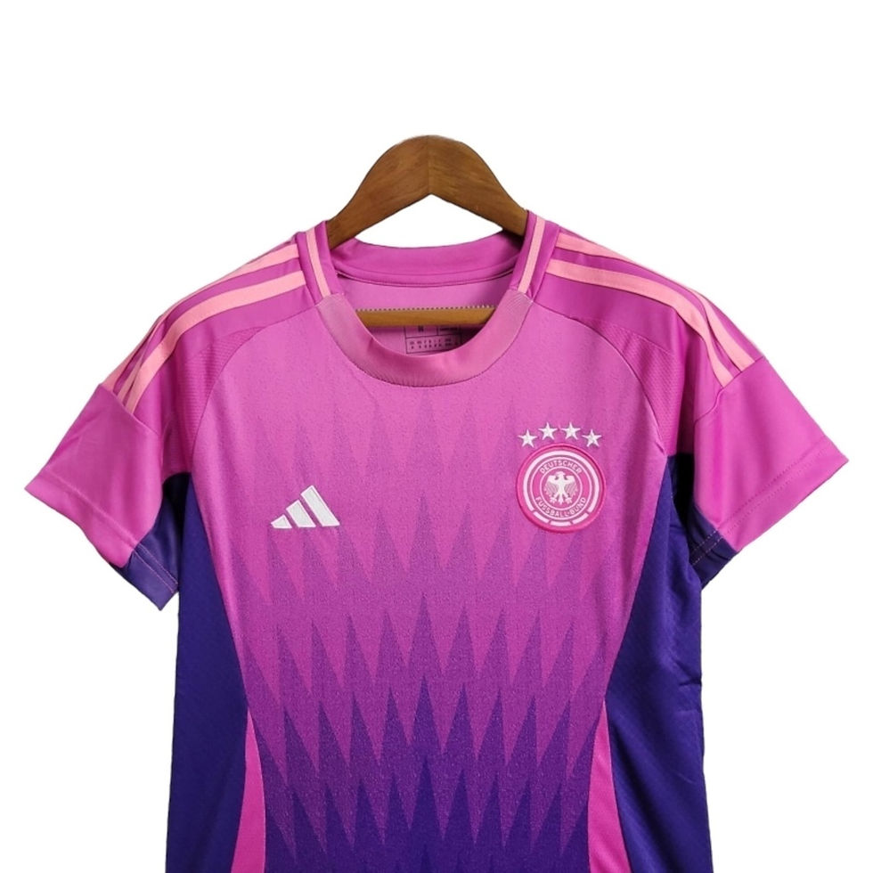 Miniatura: Camisa Seleção da Alemanha II 24/25 - Torcedor Adidas Feminina - Rosa com detalh