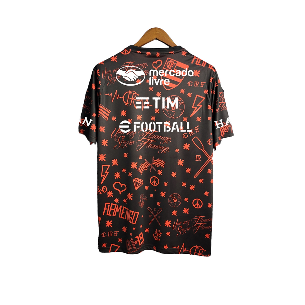 Miniatura: Camisa Flamengo III 23/24 Torcedor Masculina - Preto com detalhes em branco e ve