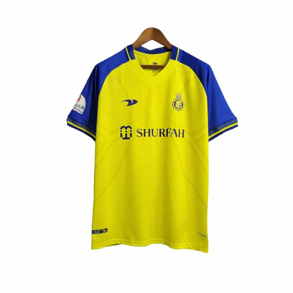 Camisa Al-Nassr I 23/24 - Torcedor Dunes Masculina - Amarela com detalhes em azu