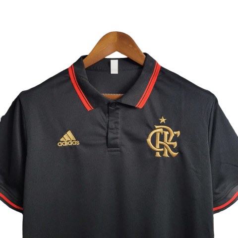 Miniatura: Camisa Flamengo 23/24 polo - Torcedor Adidas Masculina - Preta com detalhes em v